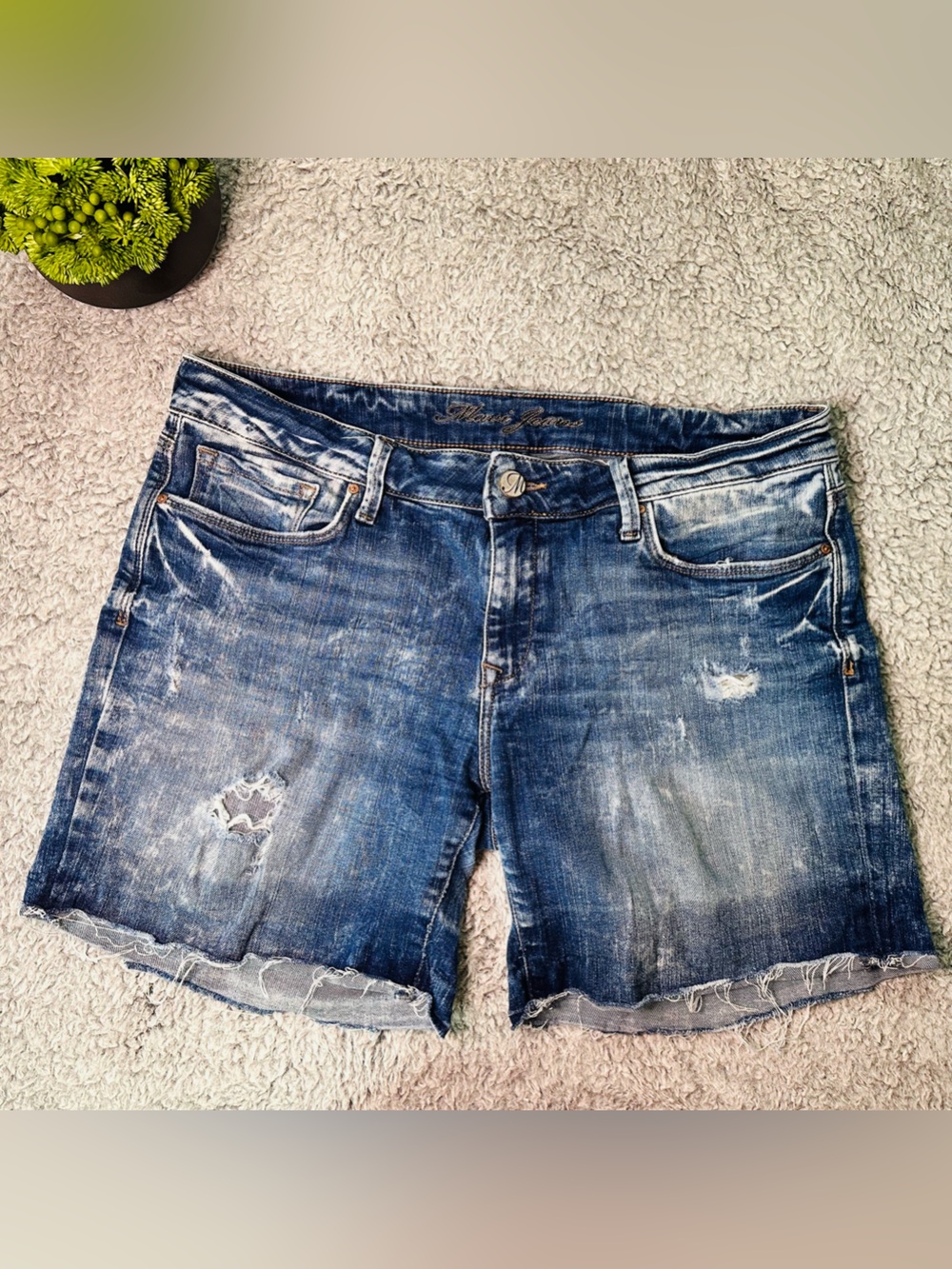 💙✨ Mavi Distressed Y2K Denim Shorts Raw Hem Festival Jean Shorts